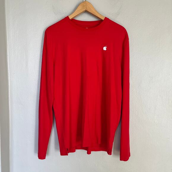 APPLE STORE Shirt Lot of 2 Men's Red Mac Employee Uniform Long Sleeve Tee Size L - Picture 4 of 13